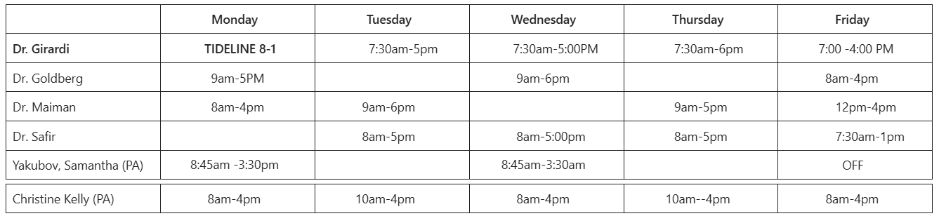Manhasset Office hours